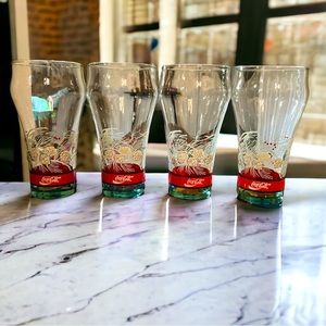 Coca Cola Set of Four Christmas Drinking Glasses